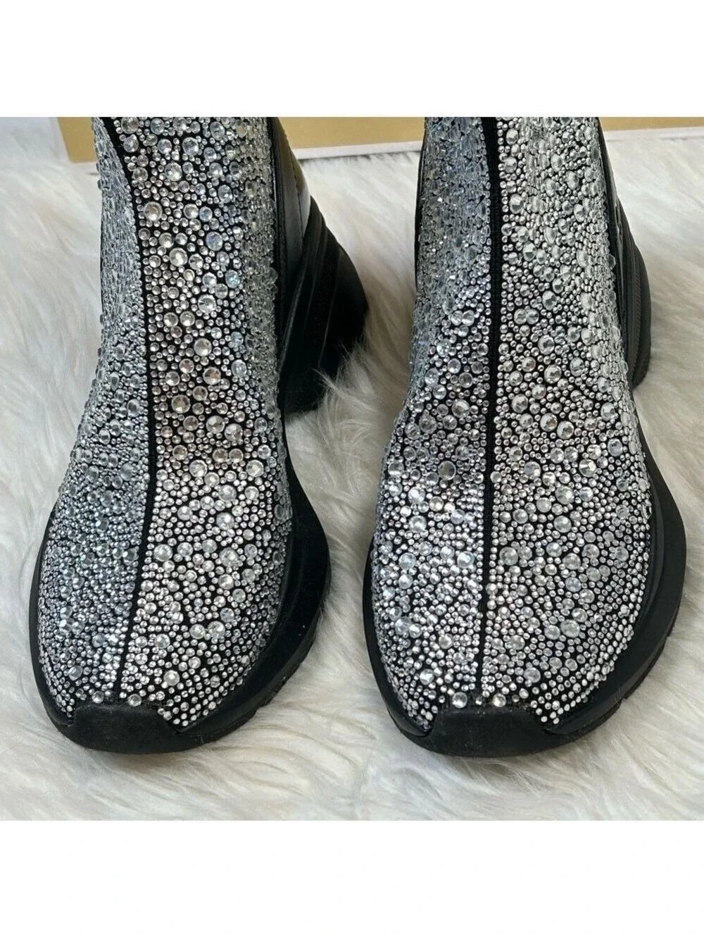 Michael Kors Black Silver Knit Booties Size 6
